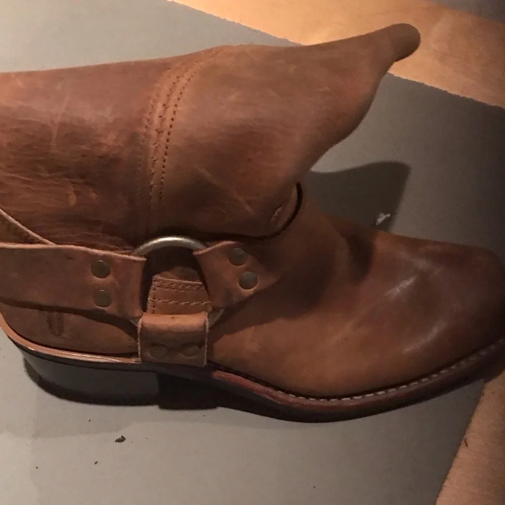 Frye Brown Leather Harness Ankle Booties - Picture 3 of 12